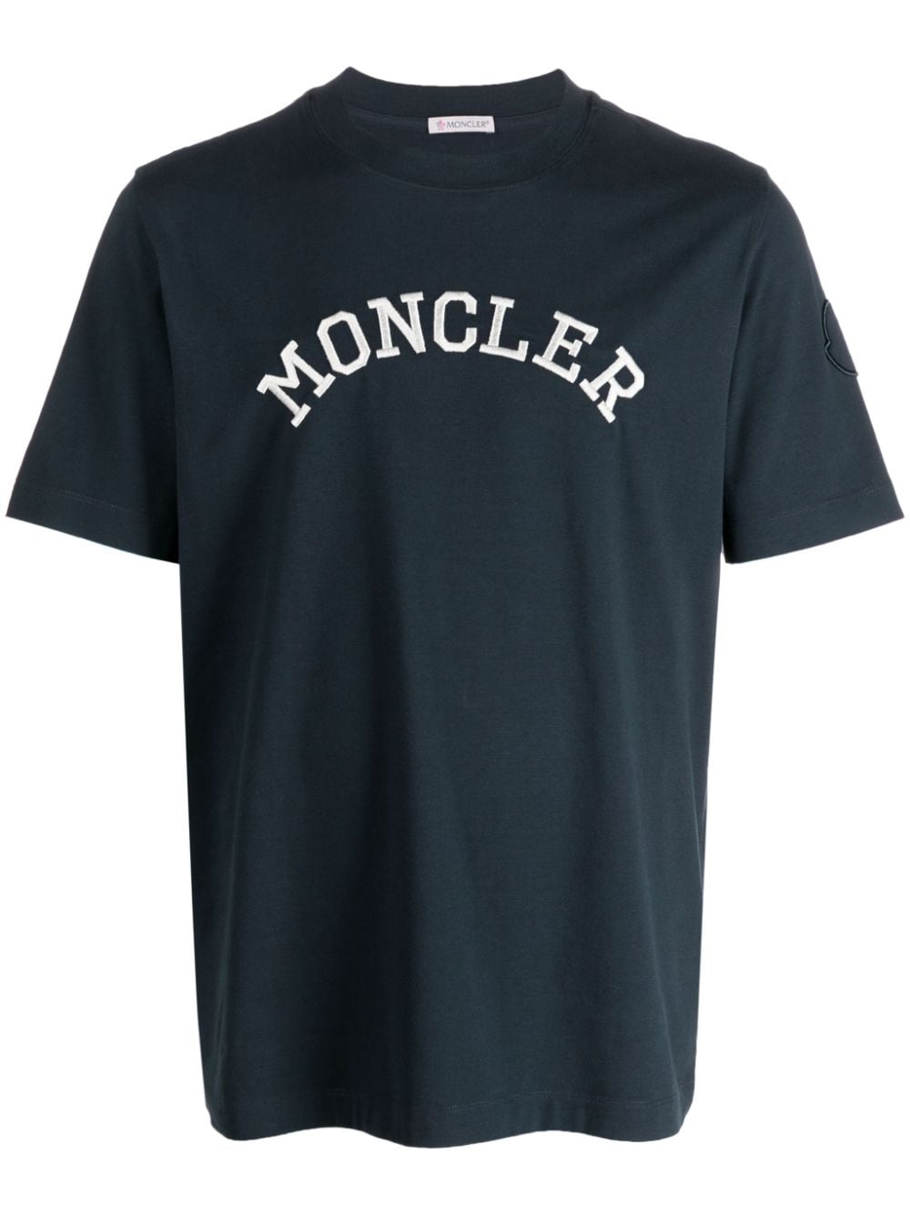 Moncler logo-embroidered cotton T-shirt Blauw