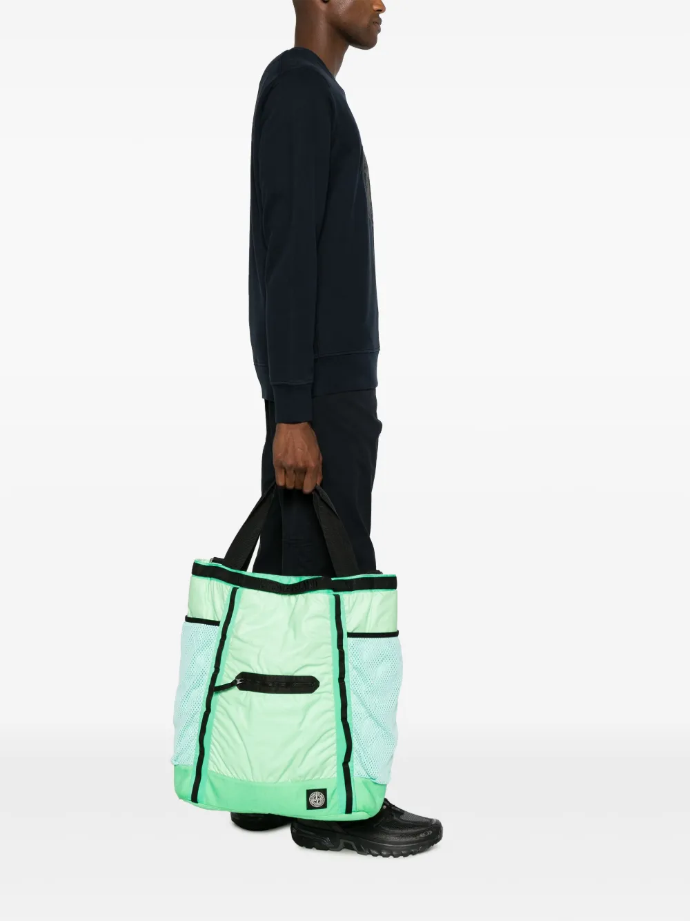 Stone Island Mussola Gommata panelled backpack - Groen