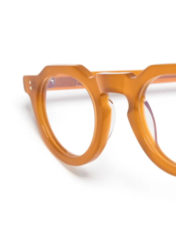 Lesca round-frame matte-finish Glasses | Yellow | FARFETCH