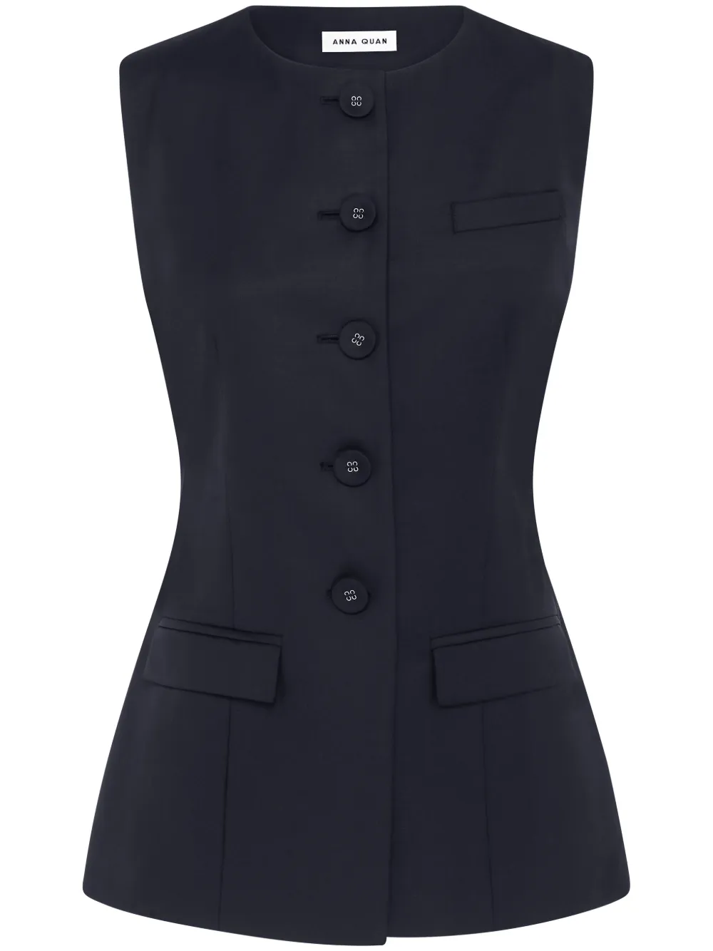 Anna Quan Bailey Waistcoat-style Wool Top In Black