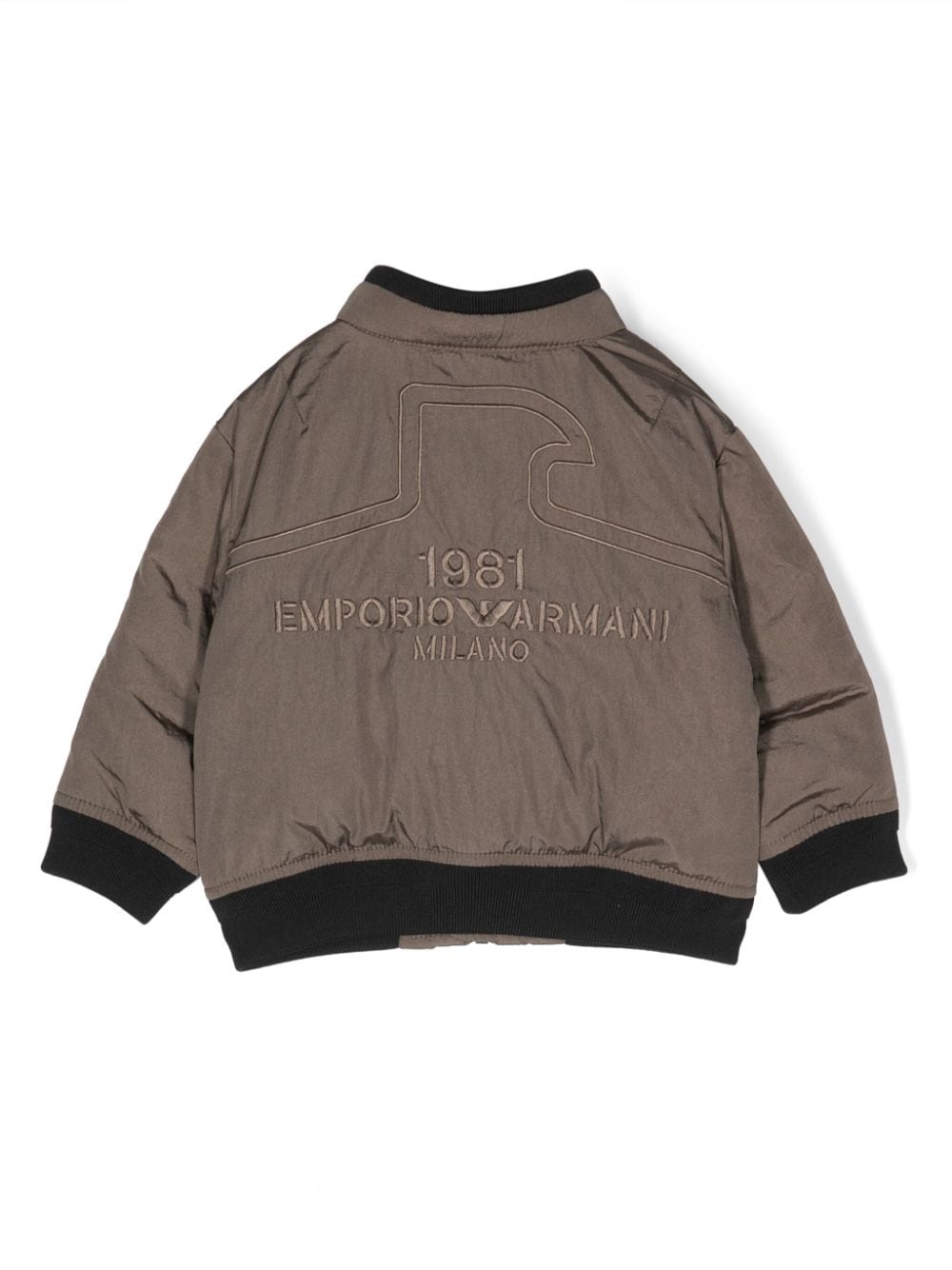 Shop Emporio Armani Logo-embroidered Padded Jacket In Brown