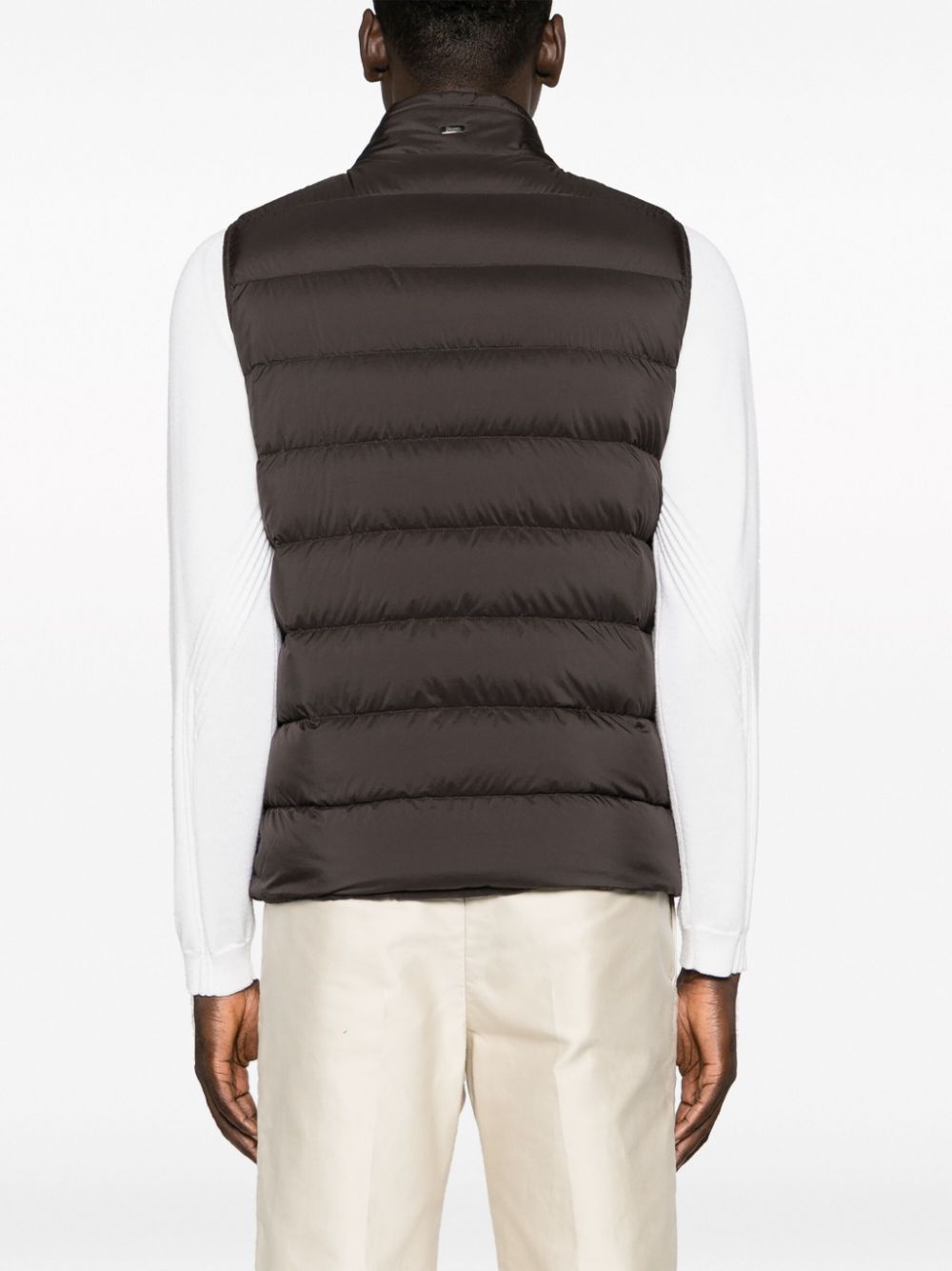 Shop Herno High-neck Down Padded Gilet In Brown
