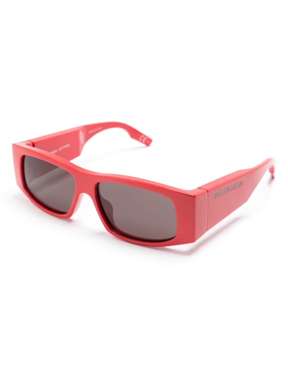 Shop Balenciaga Led Rectangle-frame Sunglasses In Red