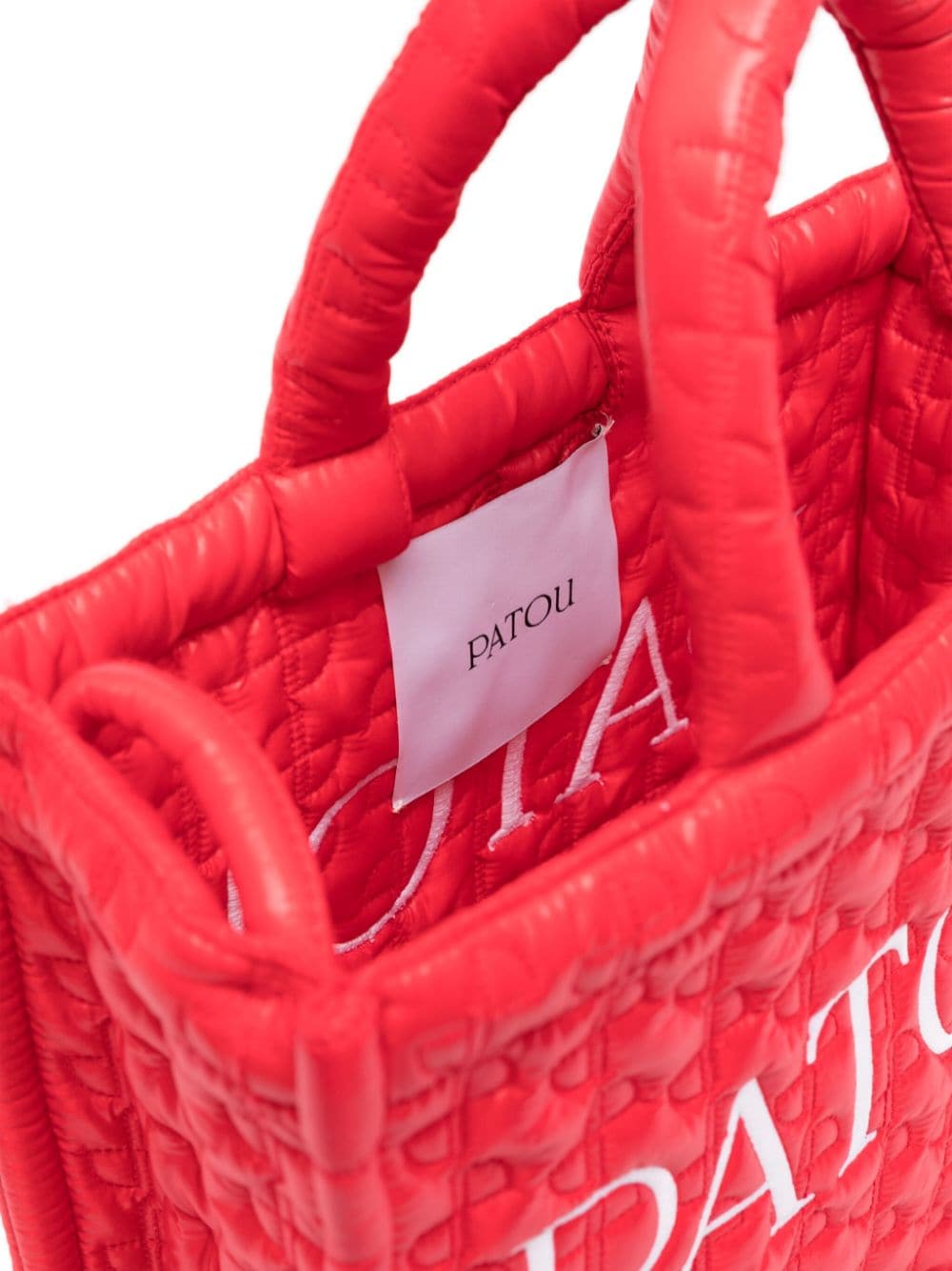 Shop Patou Logo-embroidered Quilted Tote Bag In Red