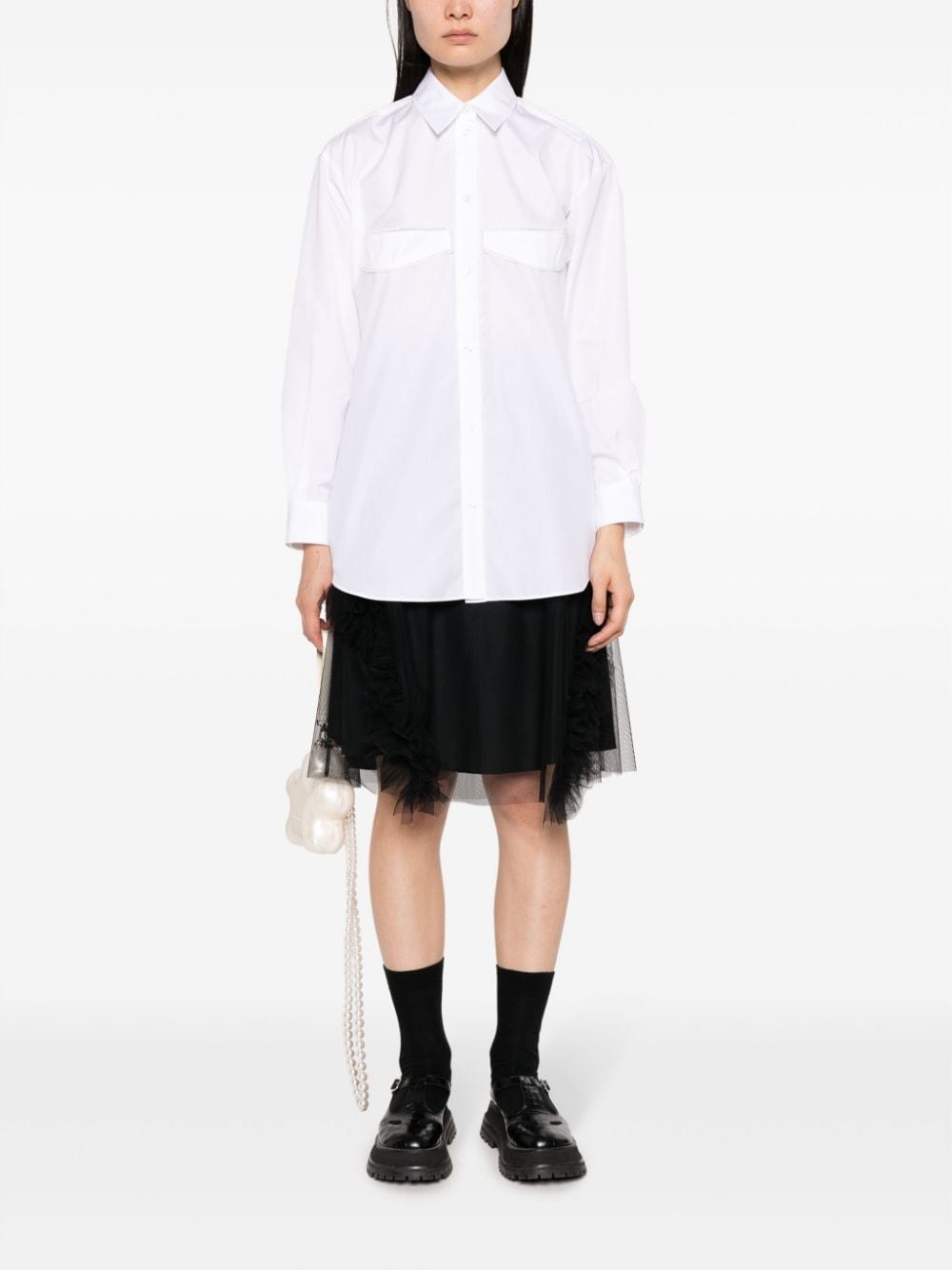 Shop Simone Rocha Long-sleeve Cotton Shirt In White