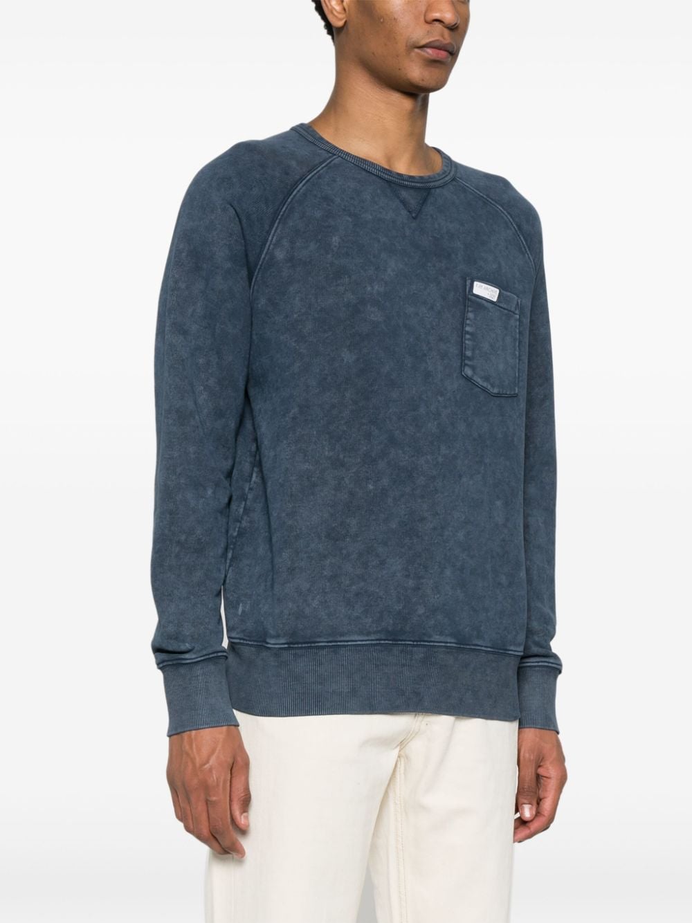 Fay Katoenen sweater met logopatch Blauw