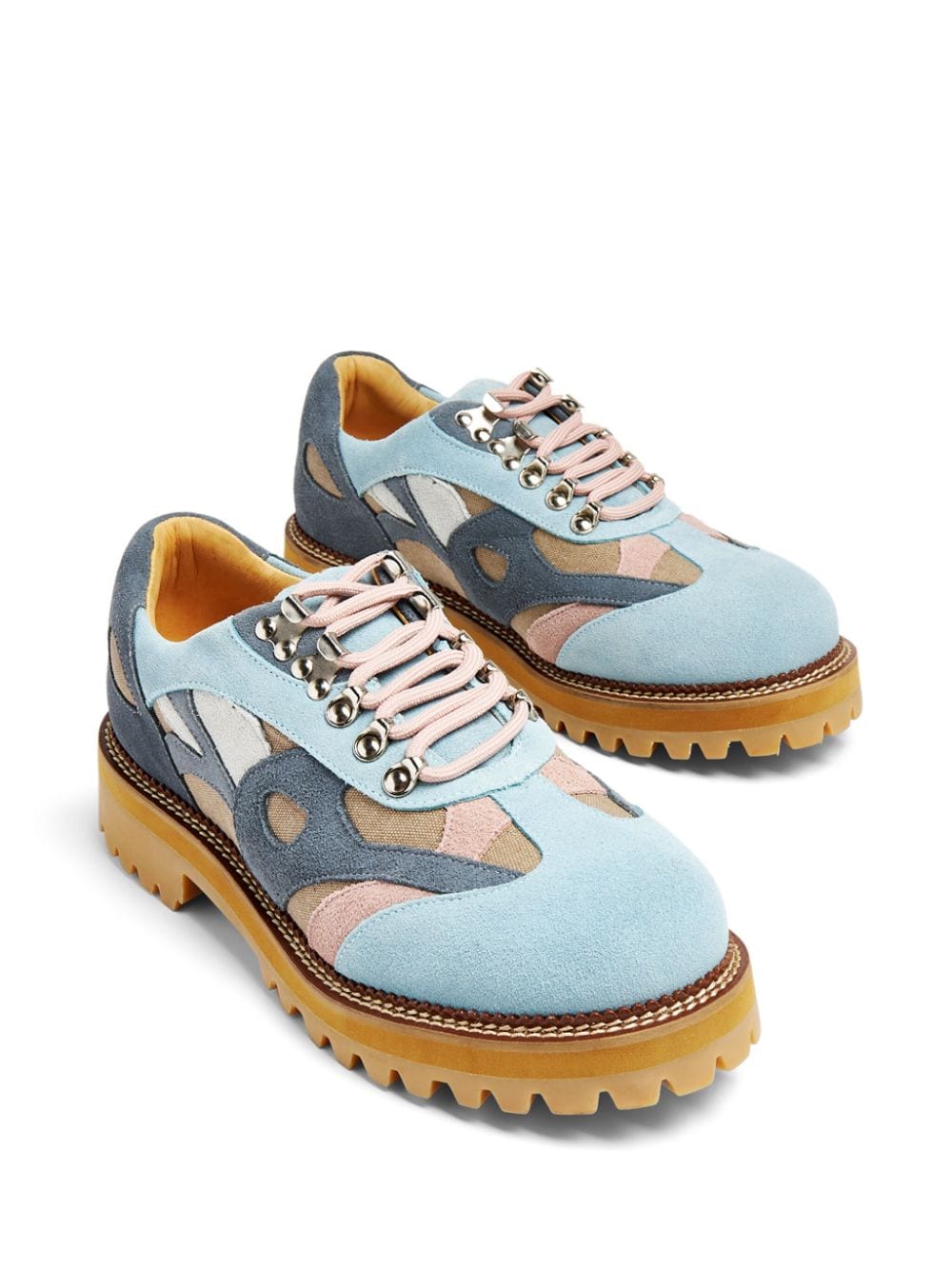 Shop Kidsuper Panelled Suede Lace-up Shoes In Blue
