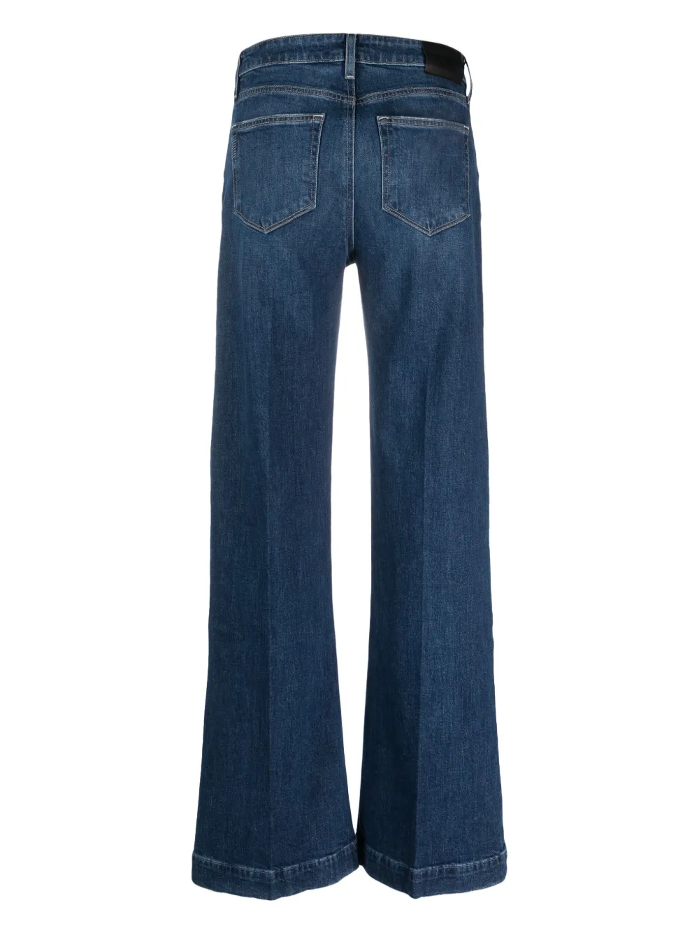 PAIGE logo-patch cotton-blend wide-leg jeans - Blauw