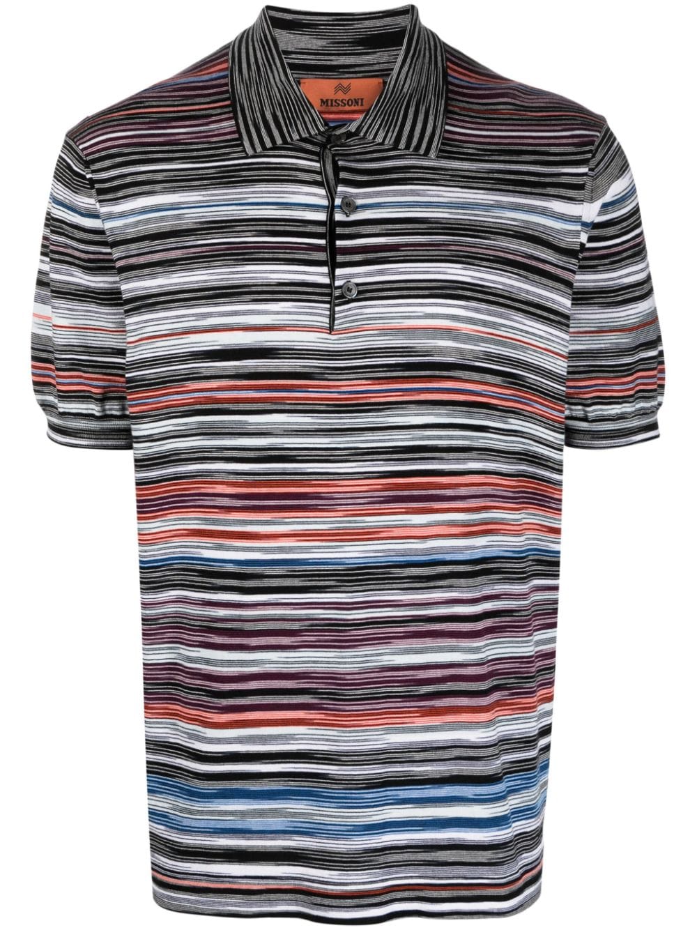 Shop Missoni Striped Cotton Polo Shirt In Black