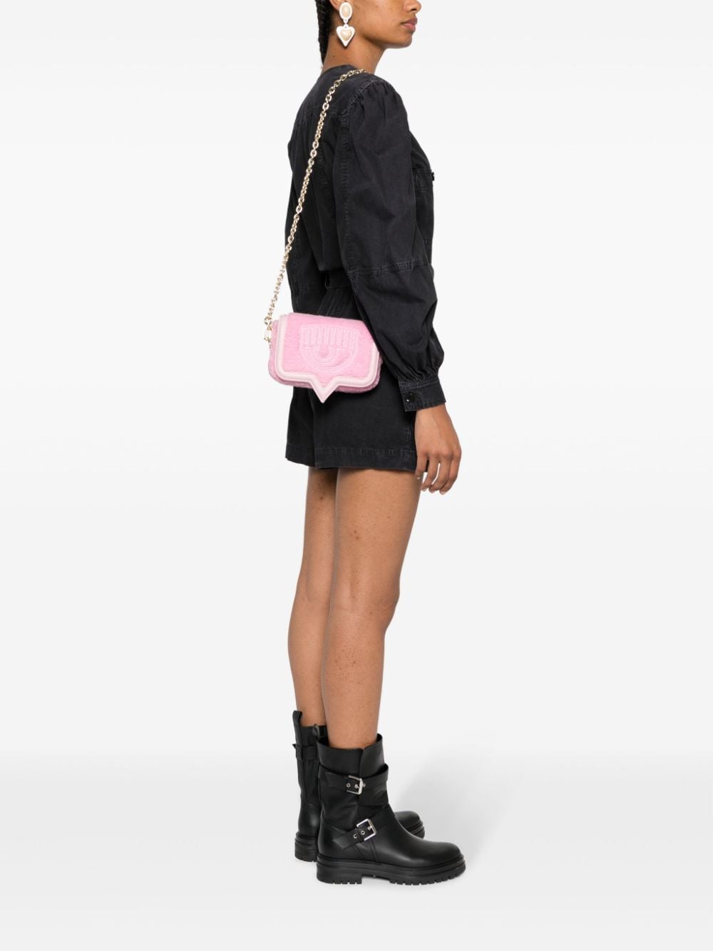 Shop Chiara Ferragni Eyelike Logo-embossed Shoulder Bag In Pink