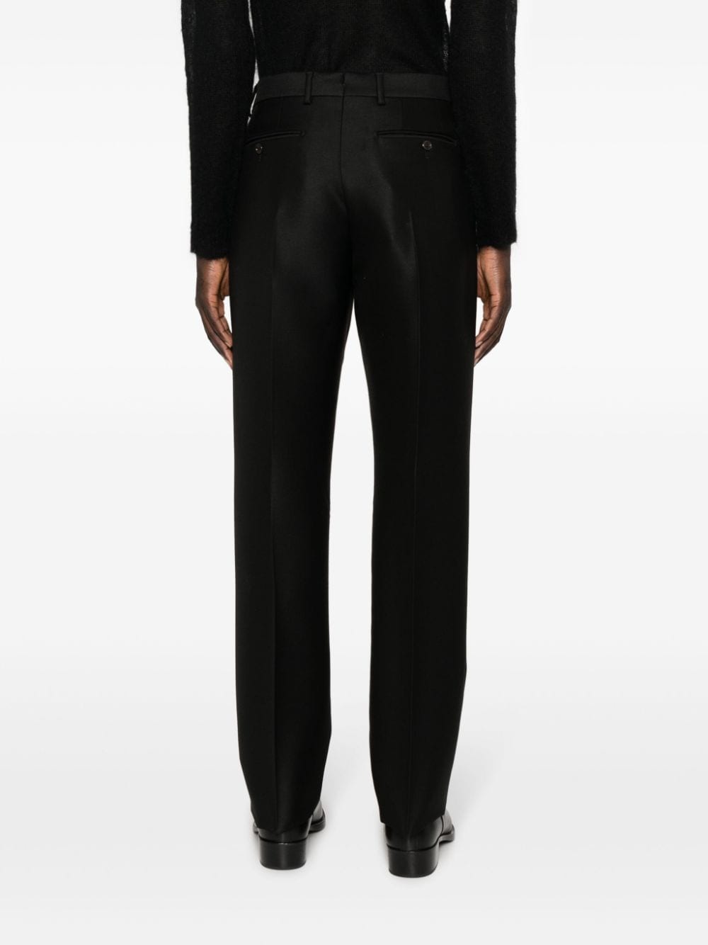 Shop Tom Ford Mid-rise Tapered Trousers In Black