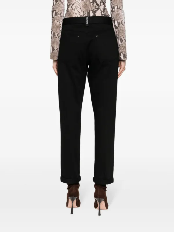 TOM FORD straight-leg Belted Trousers | Black | FARFETCH JO