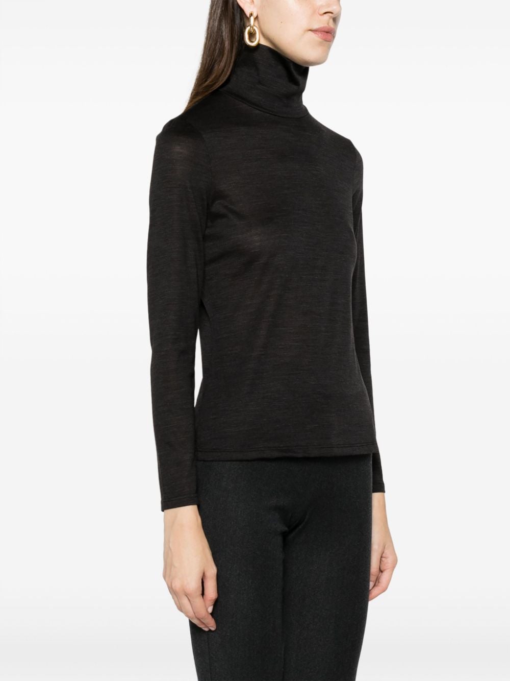 Shop Theory Roll-neck Mélange-effect Wool Jumper In Black