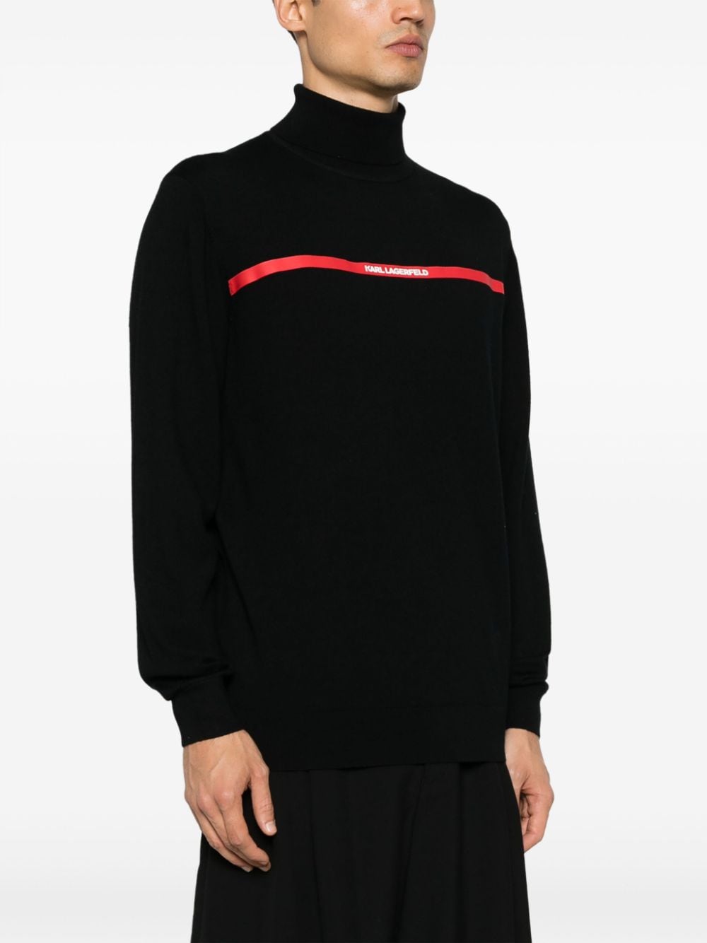 Shop Karl Lagerfeld Logo-print Wool Jumper In Black