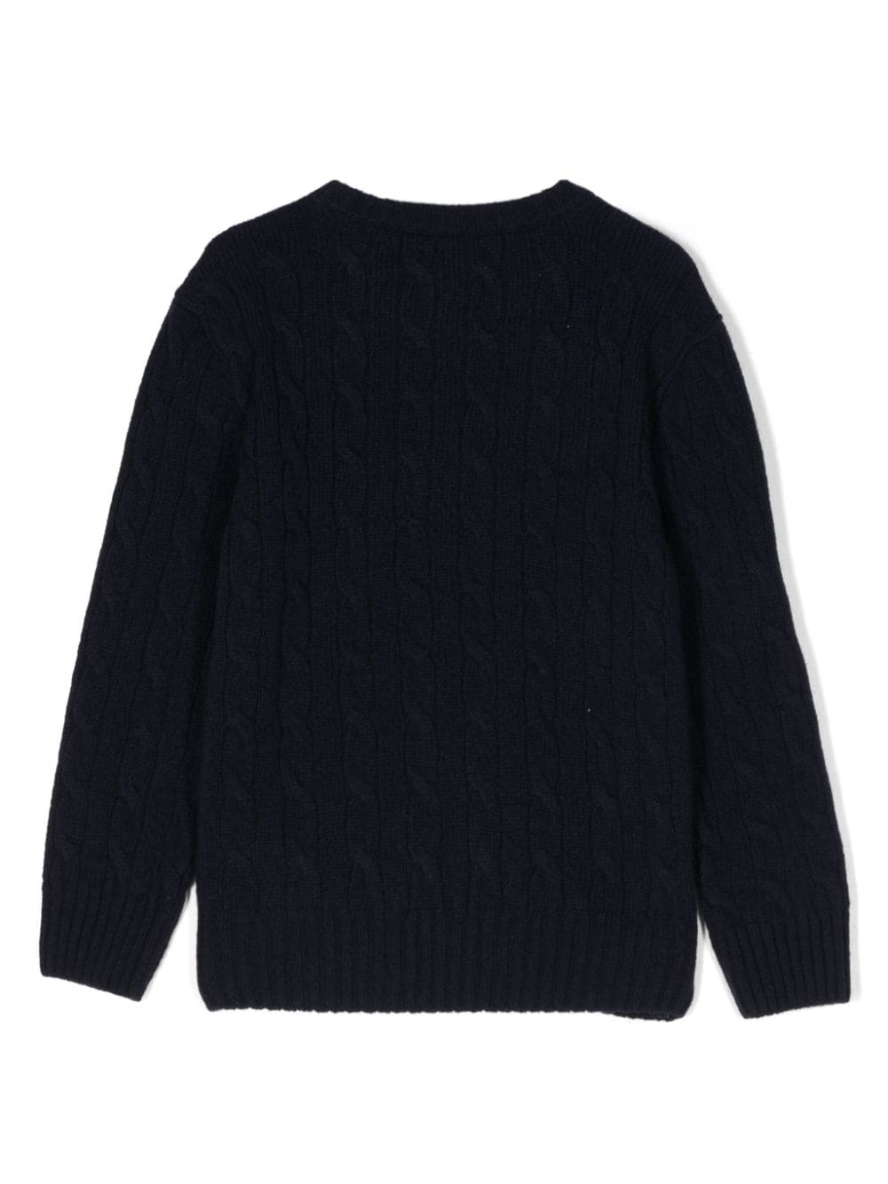 Shop Ralph Lauren Logo-embroidered Cable-knit Jumper In Blue