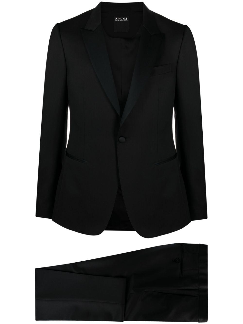 ZEGNA SATIN-TRIM SINGLE-BREASTED SUIT