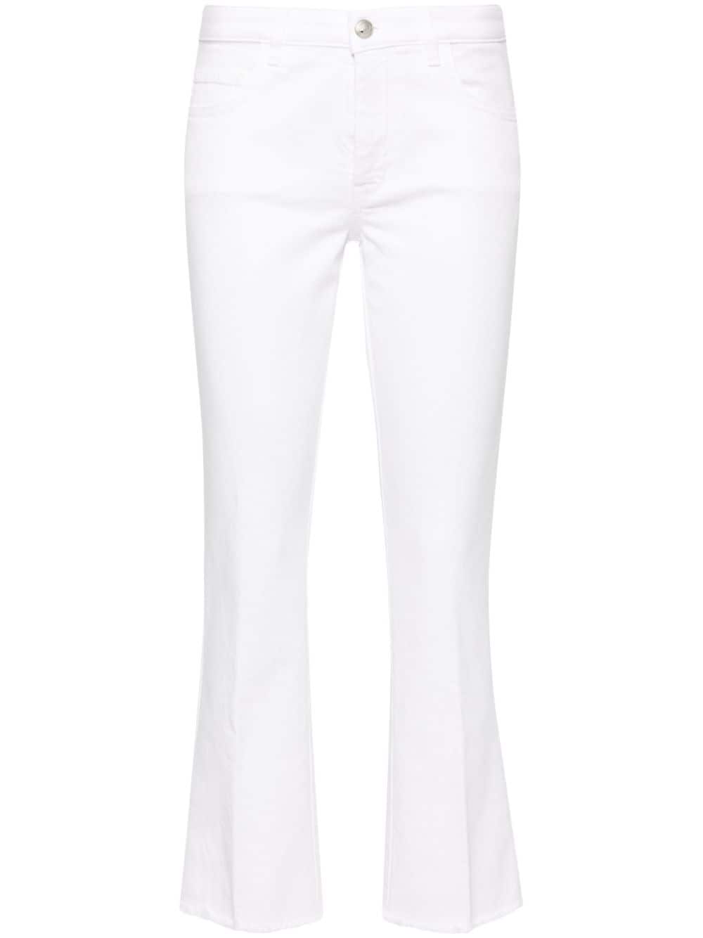 Shop Fay Mid-rise Frayed Cropped Jeans In Weiss