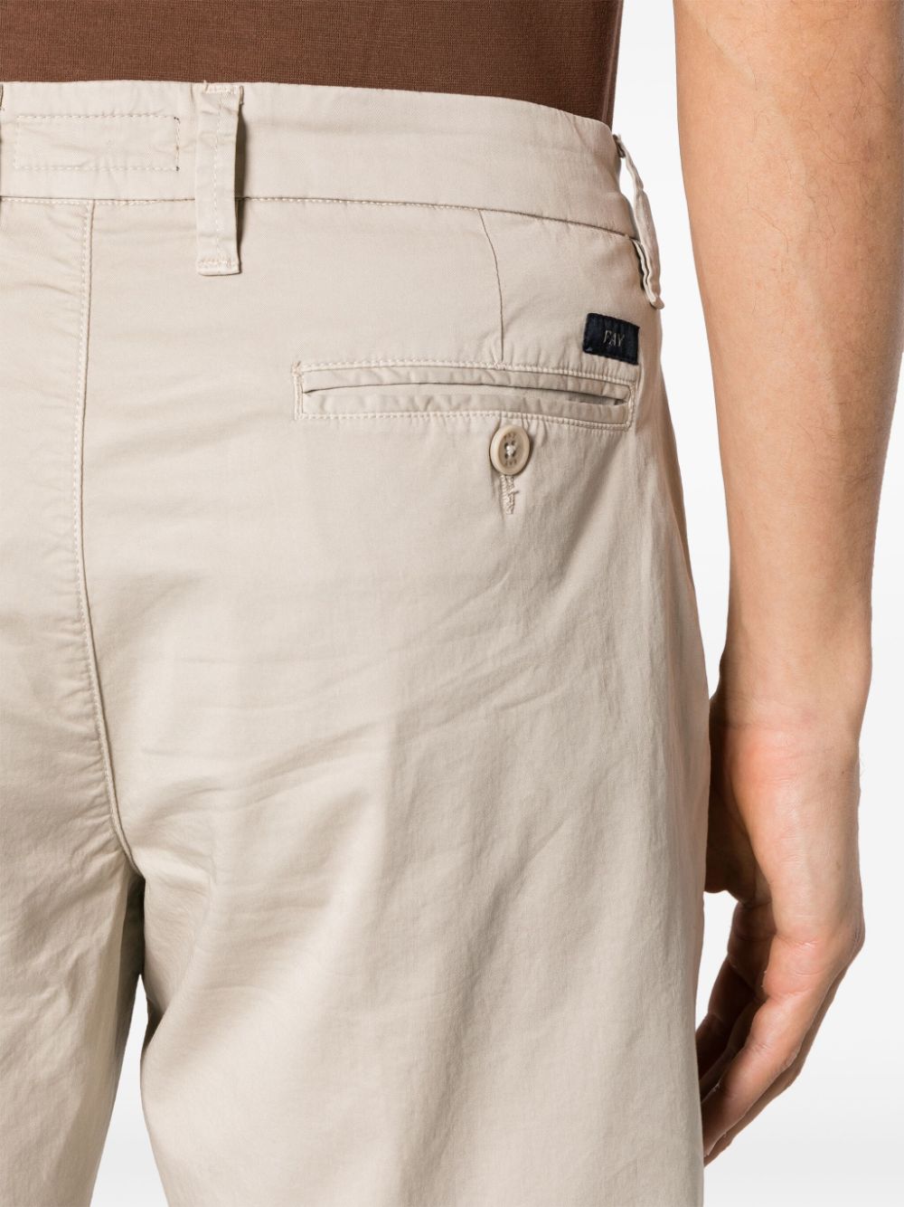 Shop Fay Mid-rise Logo-patch Straight-leg Chino Shorts In Neutrals