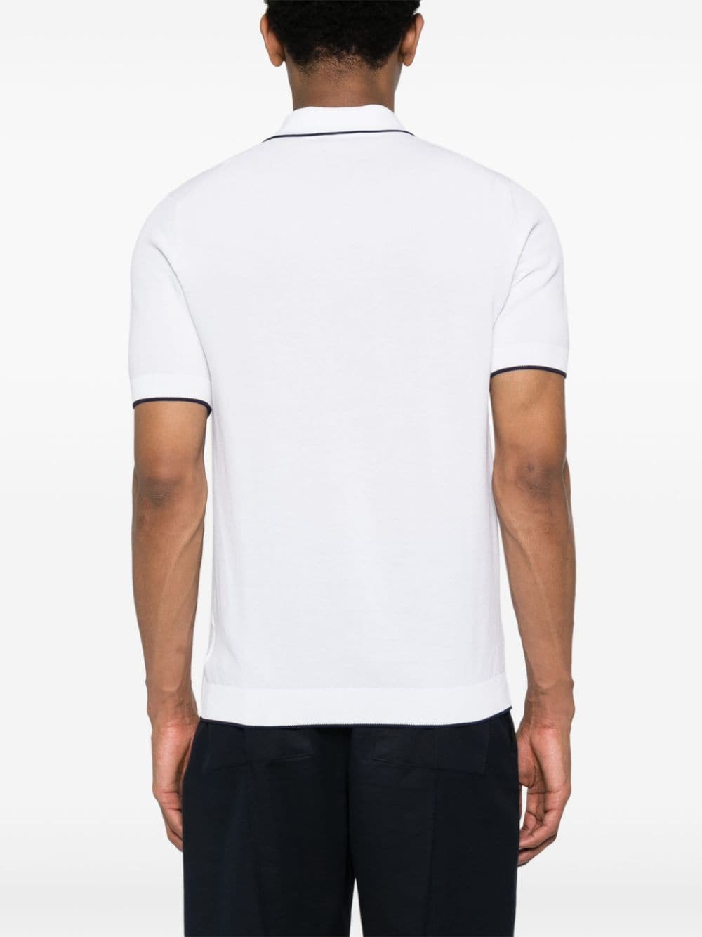 Shop Fay Contrast-trim Polo Shirt In White