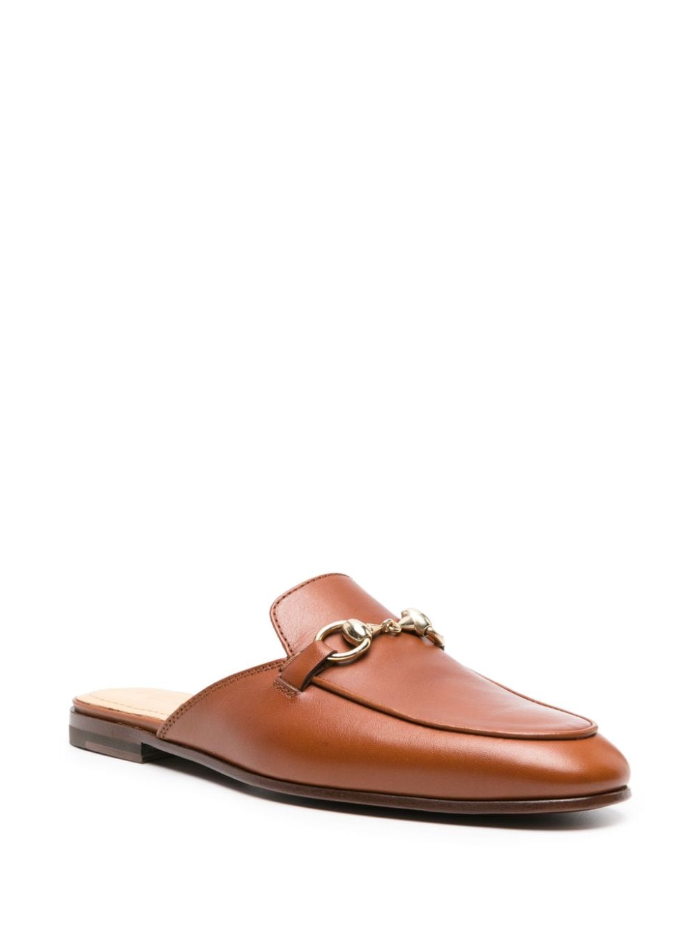 Shop Scarosso Horsebit-detail Leather Mules In Brown