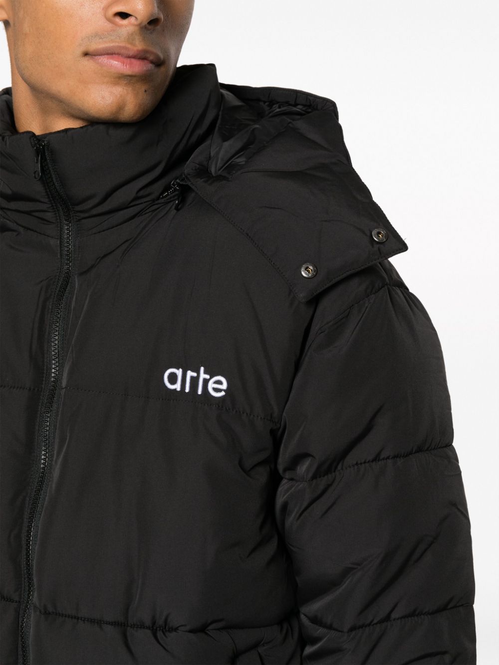 Shop Arte Logo-embroidered Padded-design Jacket In Black
