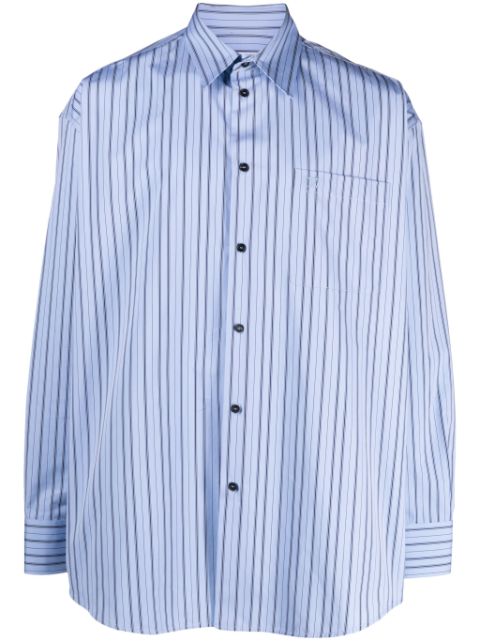 Off-White logo-embroidered striped shirt Men