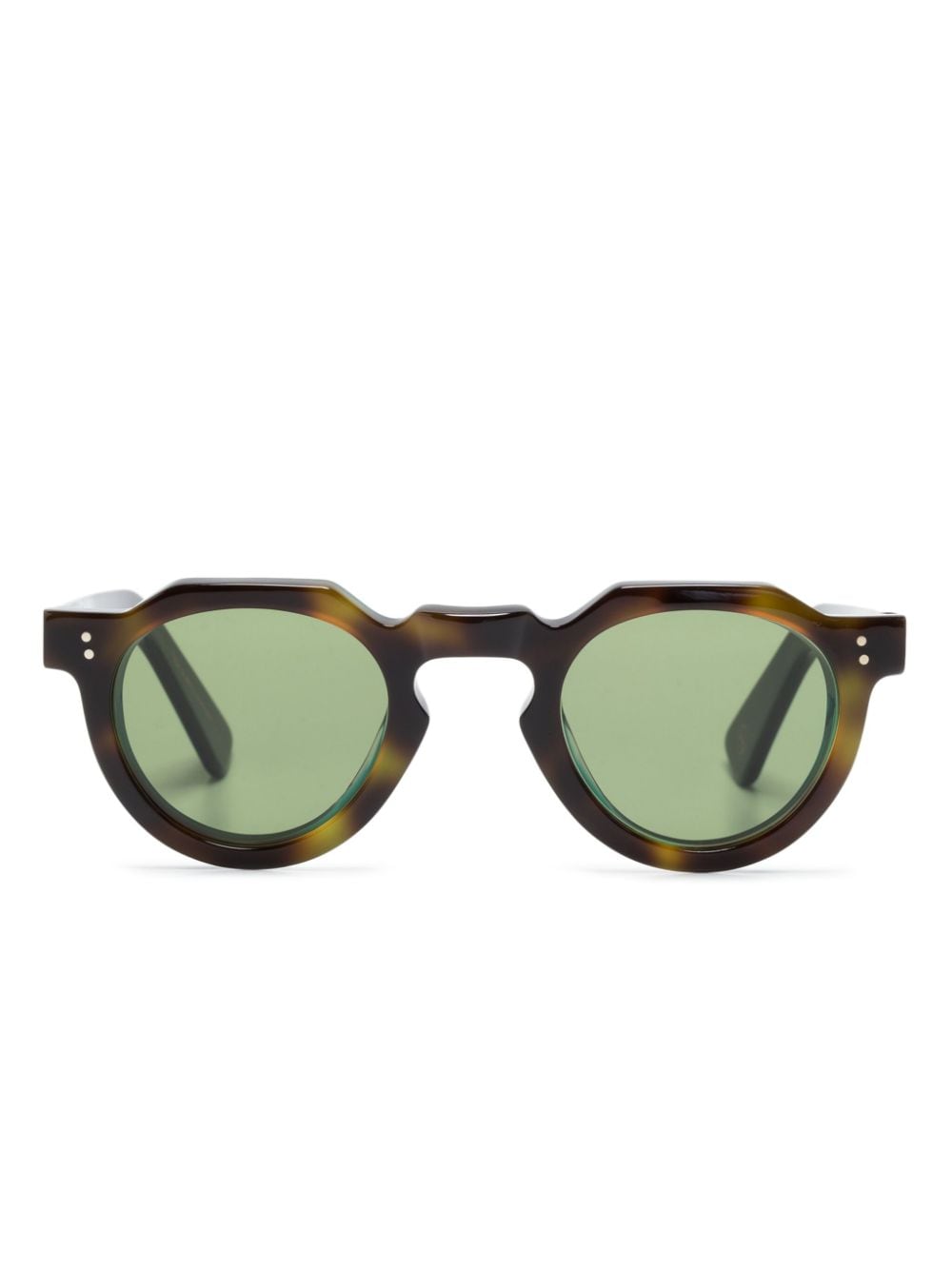 Lesca Crown Tortoiseshell Round-frame Sunglasses In Green