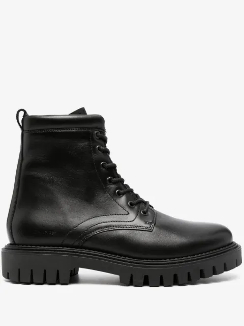 Tommy Hilfiger logo-embossed leather boots