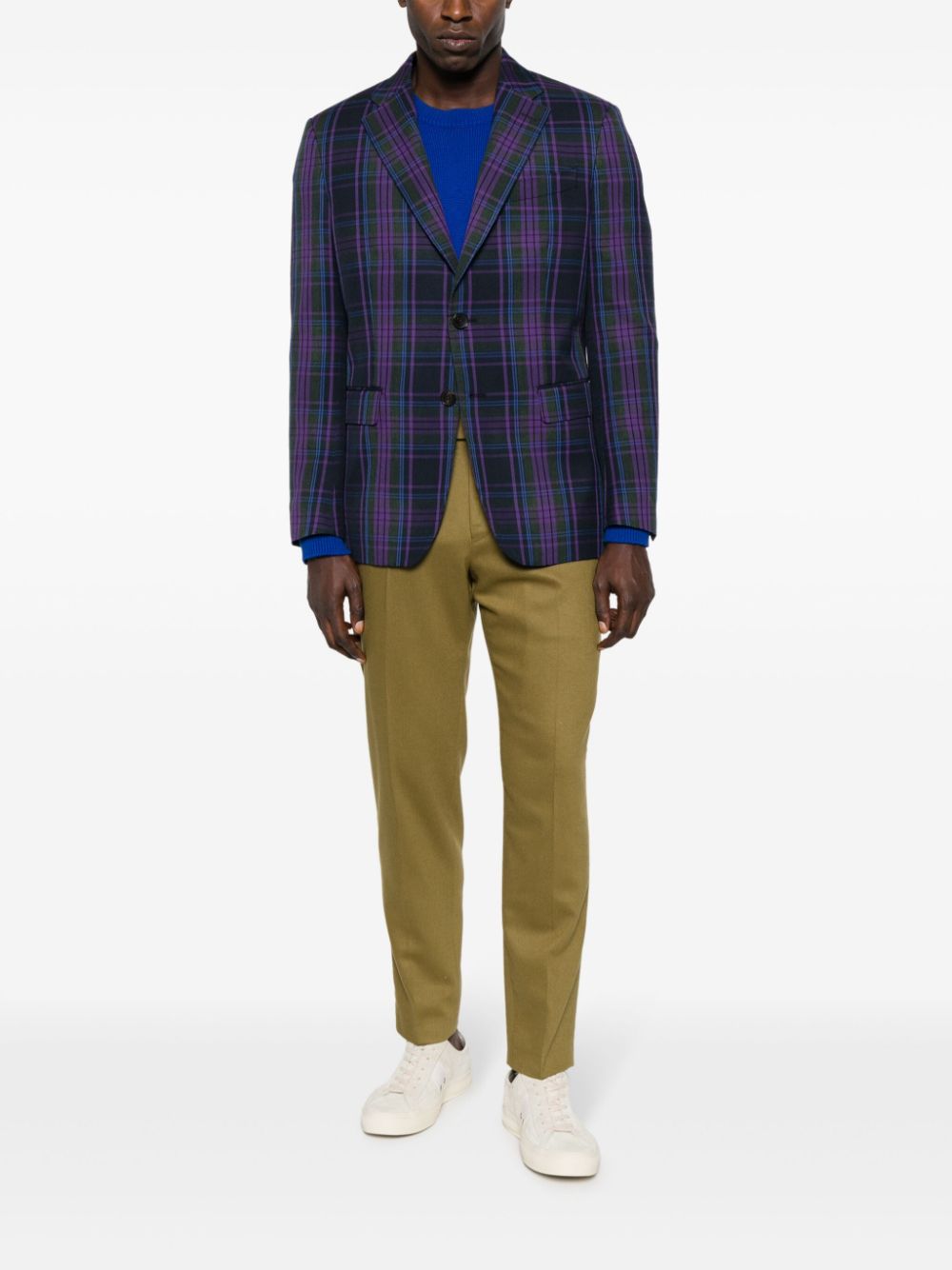 ETRO check-pattern virgin wool-blend blazer - Paars