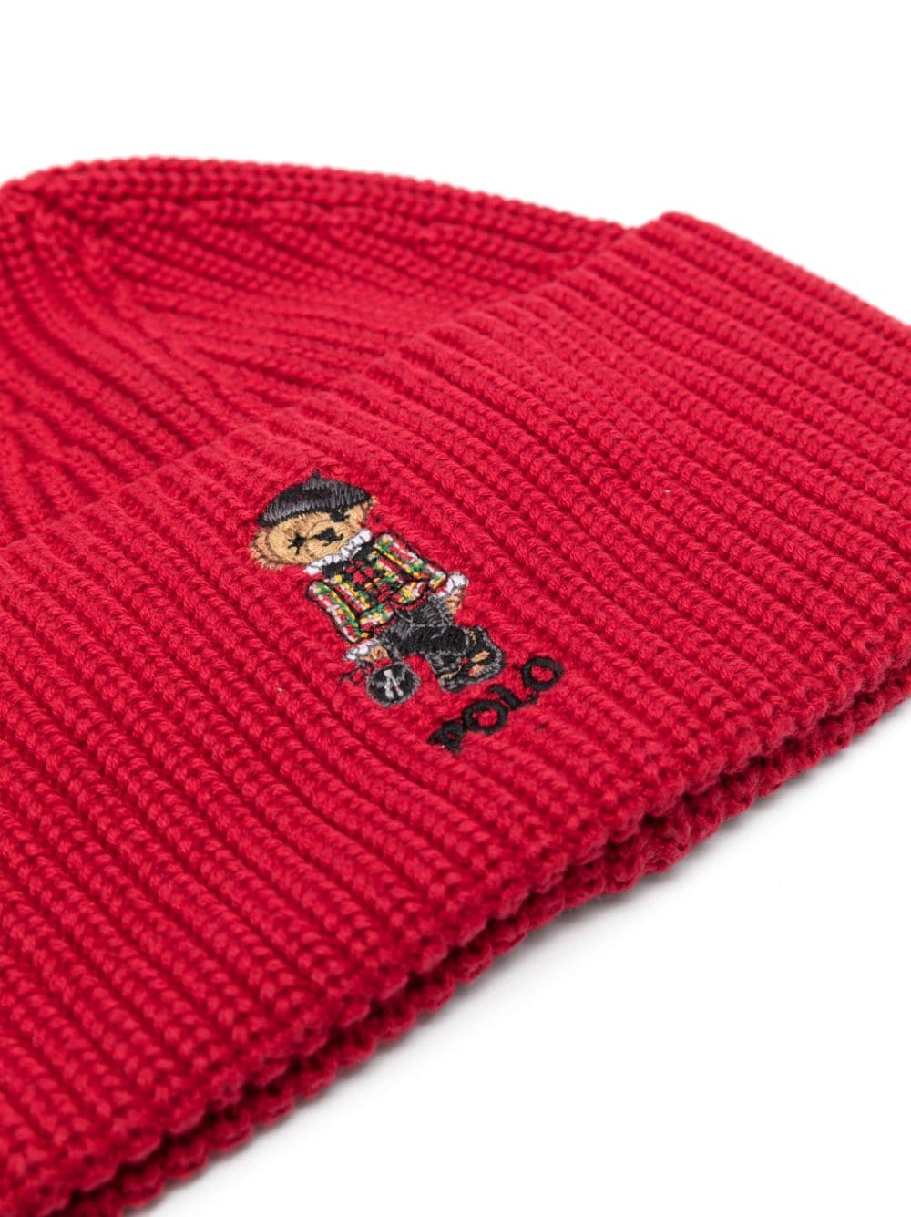 Ralph Lauren Kids Polo Bear-embroidered knitted beanie - Rood