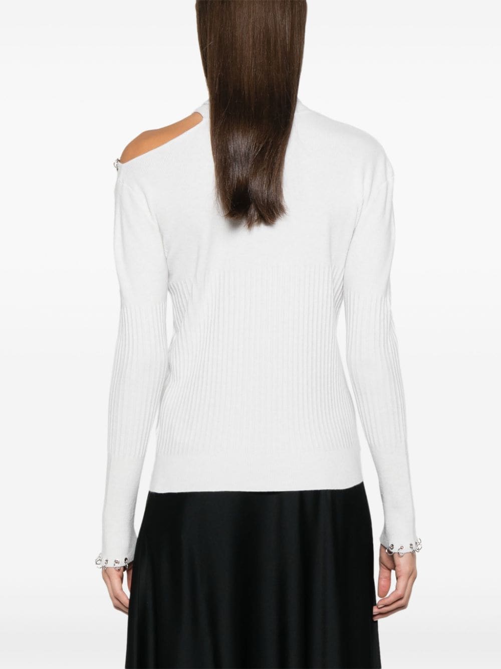 Shop Patrizia Pepe Cut-out Sweater In White