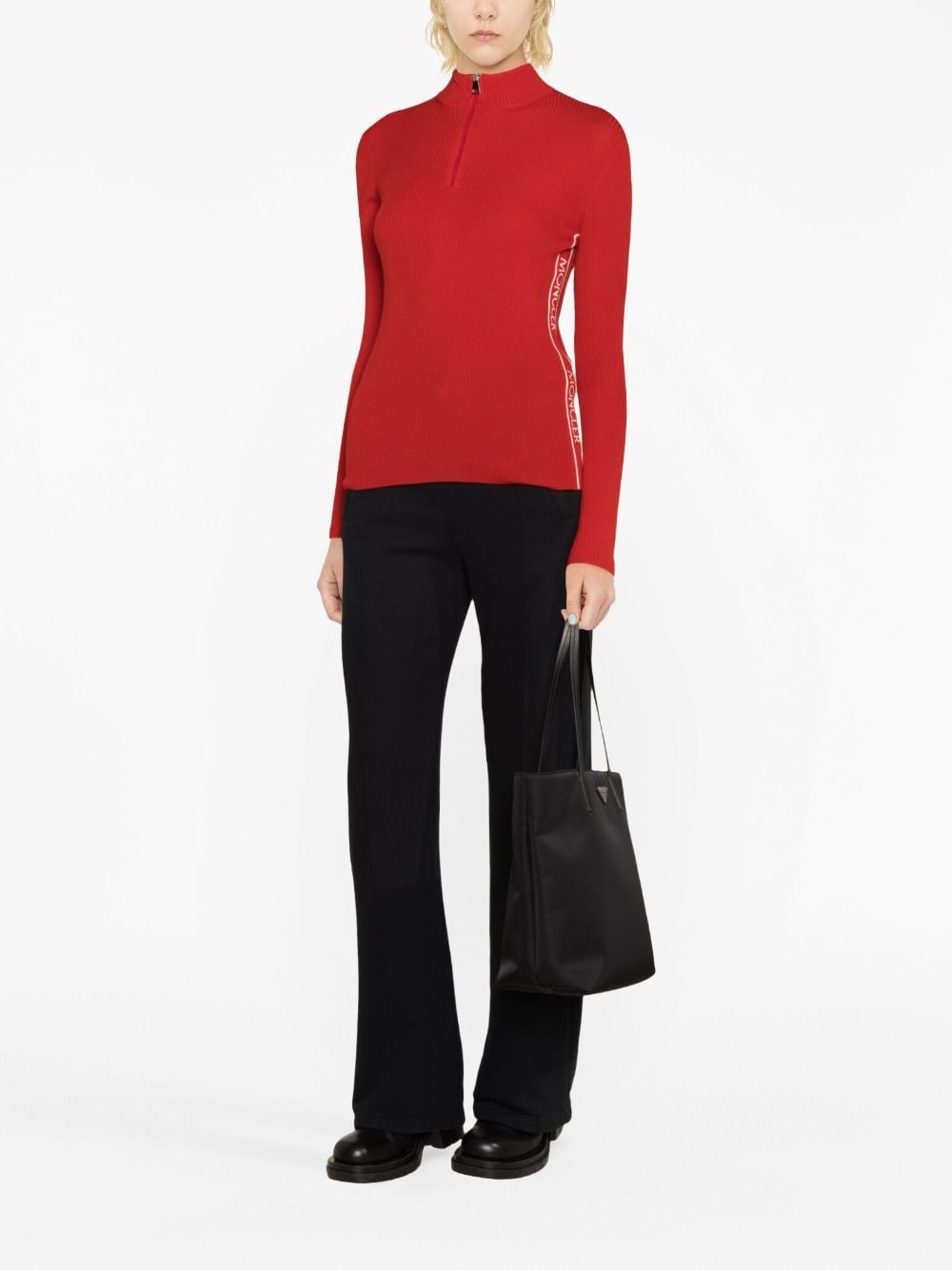 Moncler zip-up ribbed wool jumper - Rood