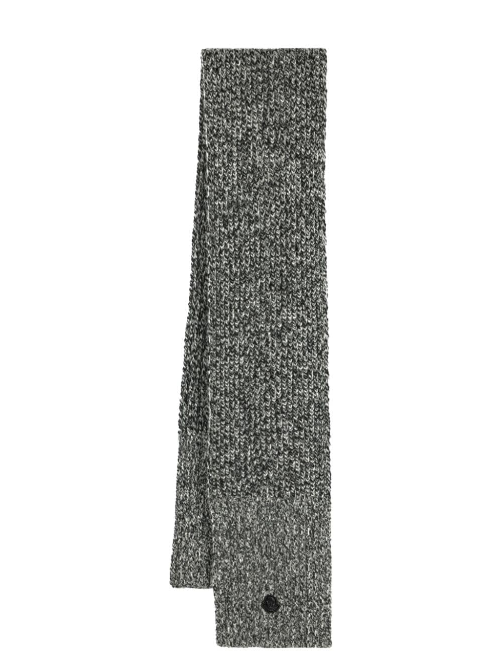 Shop Moncler Mouliné Mélange-knit Scarf In Black