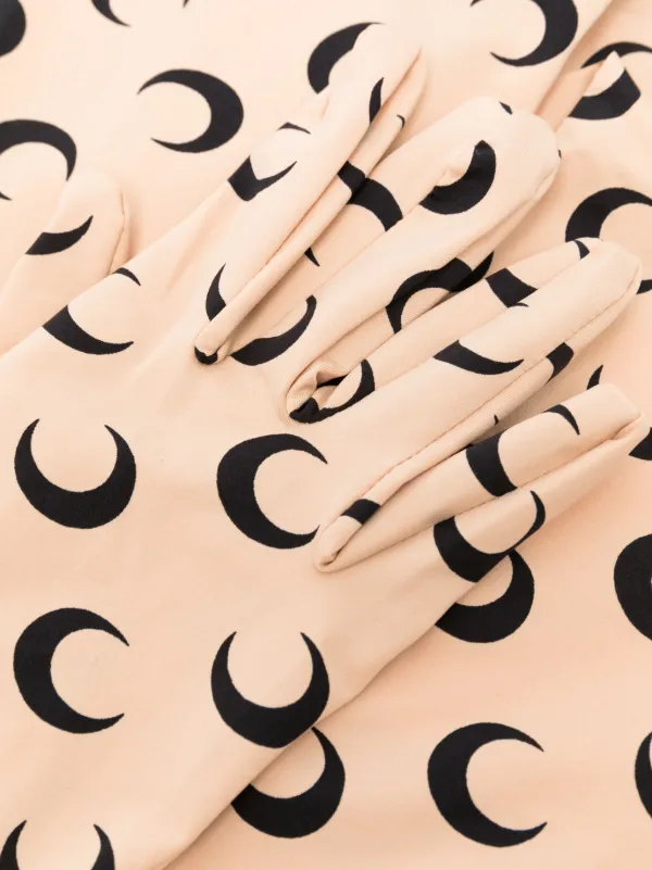 Marine Serre crescent-moon Print Gloves | Neutrals | FARFETCH RO