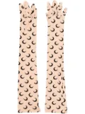 Marine Serre crescent-moon print gloves - Neutrals