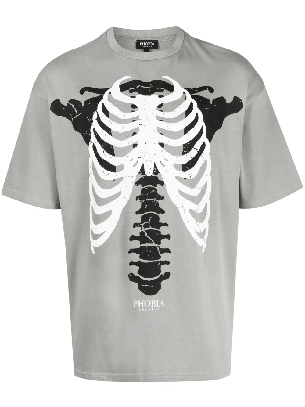 PHOBIA Skeleton-print cotton T-shirt | Grey | Image 1
