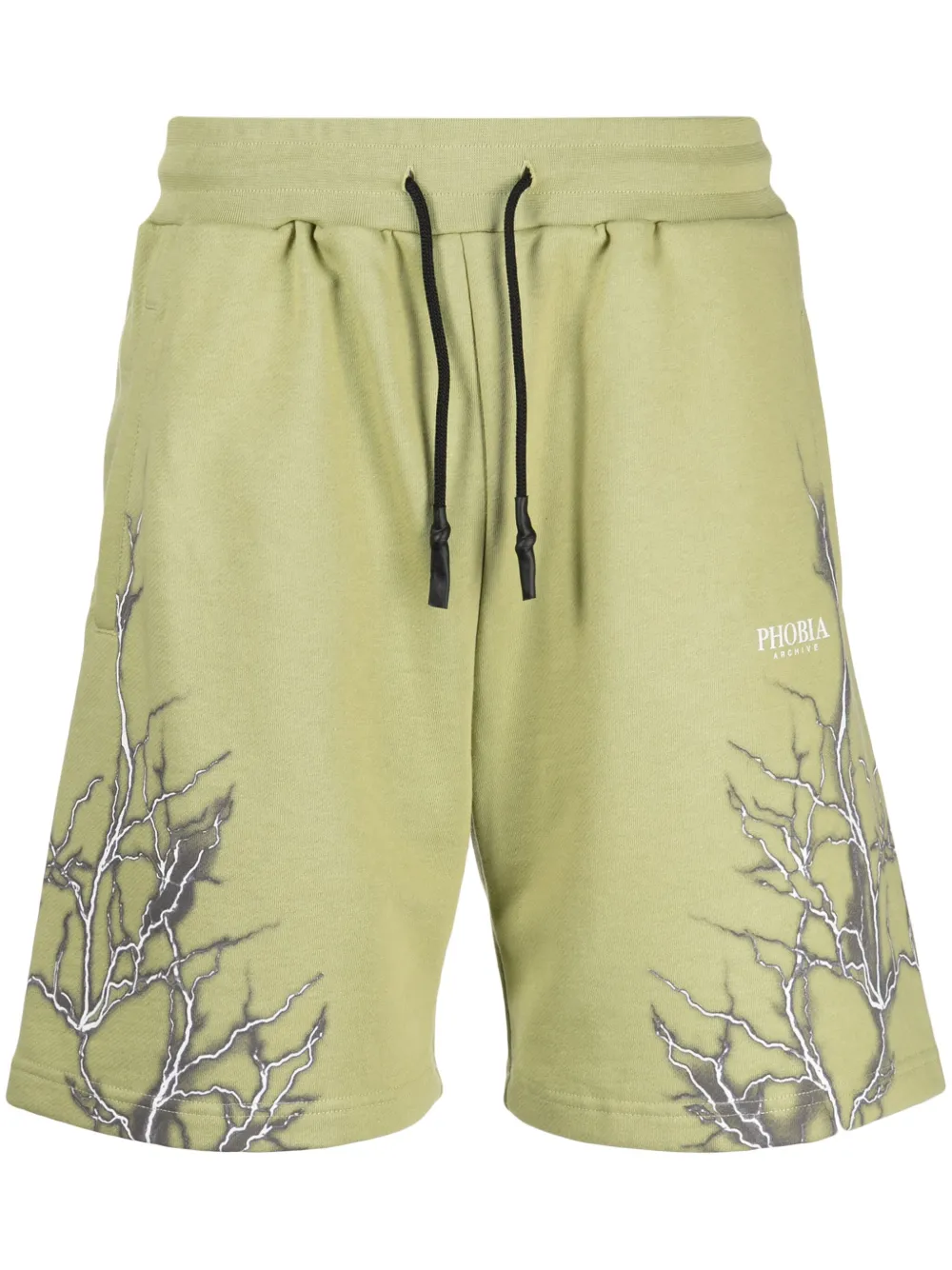 PHOBIA Lightning-print cotton track shorts | Green | Image 1