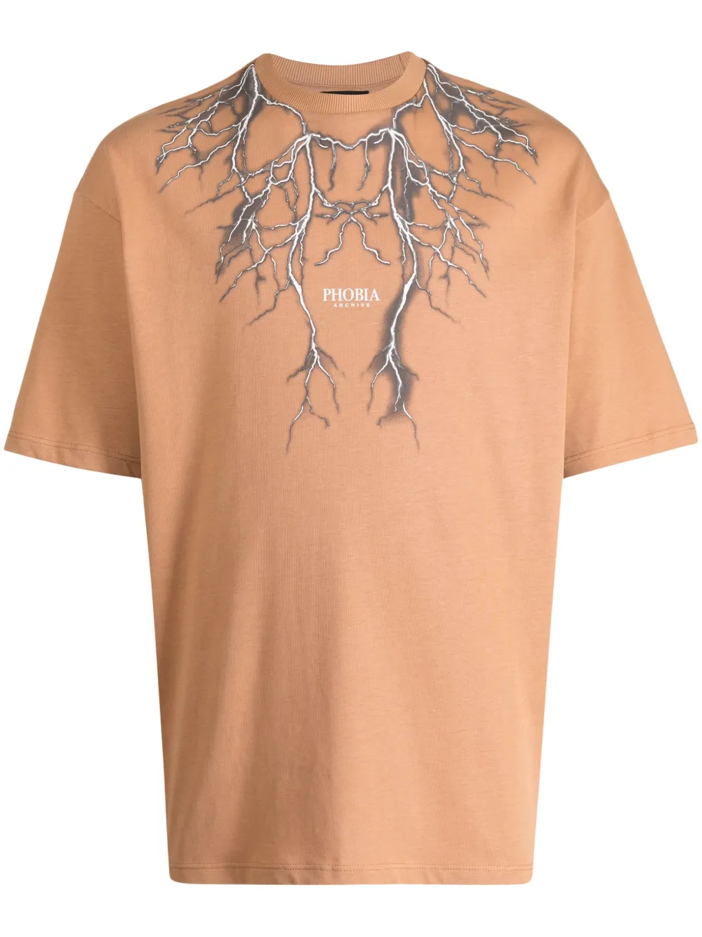 PHOBIA Lightning-print cotton T-shirt | Brown | Image 1