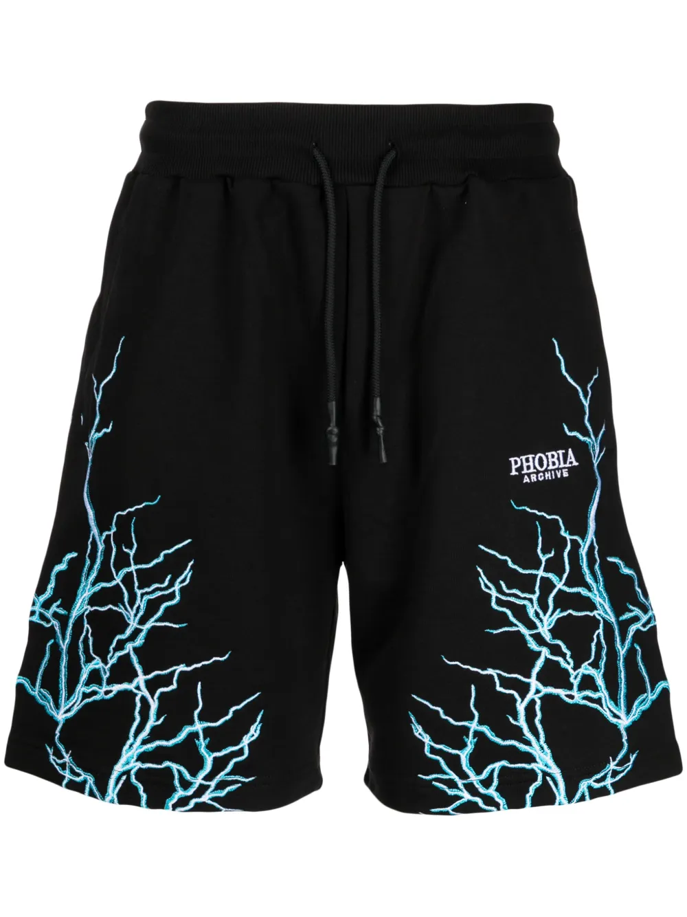 Phobia Lightning-embroidered Cotton Shorts In Black