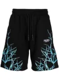 PHOBIA Lightning-embroidered cotton shorts - Black
