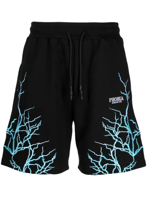 PHOBIA Lightning-embroidered cotton shorts