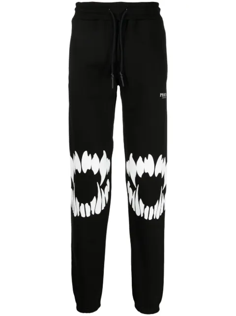 PHOBIA Mouth-print cotton track pants