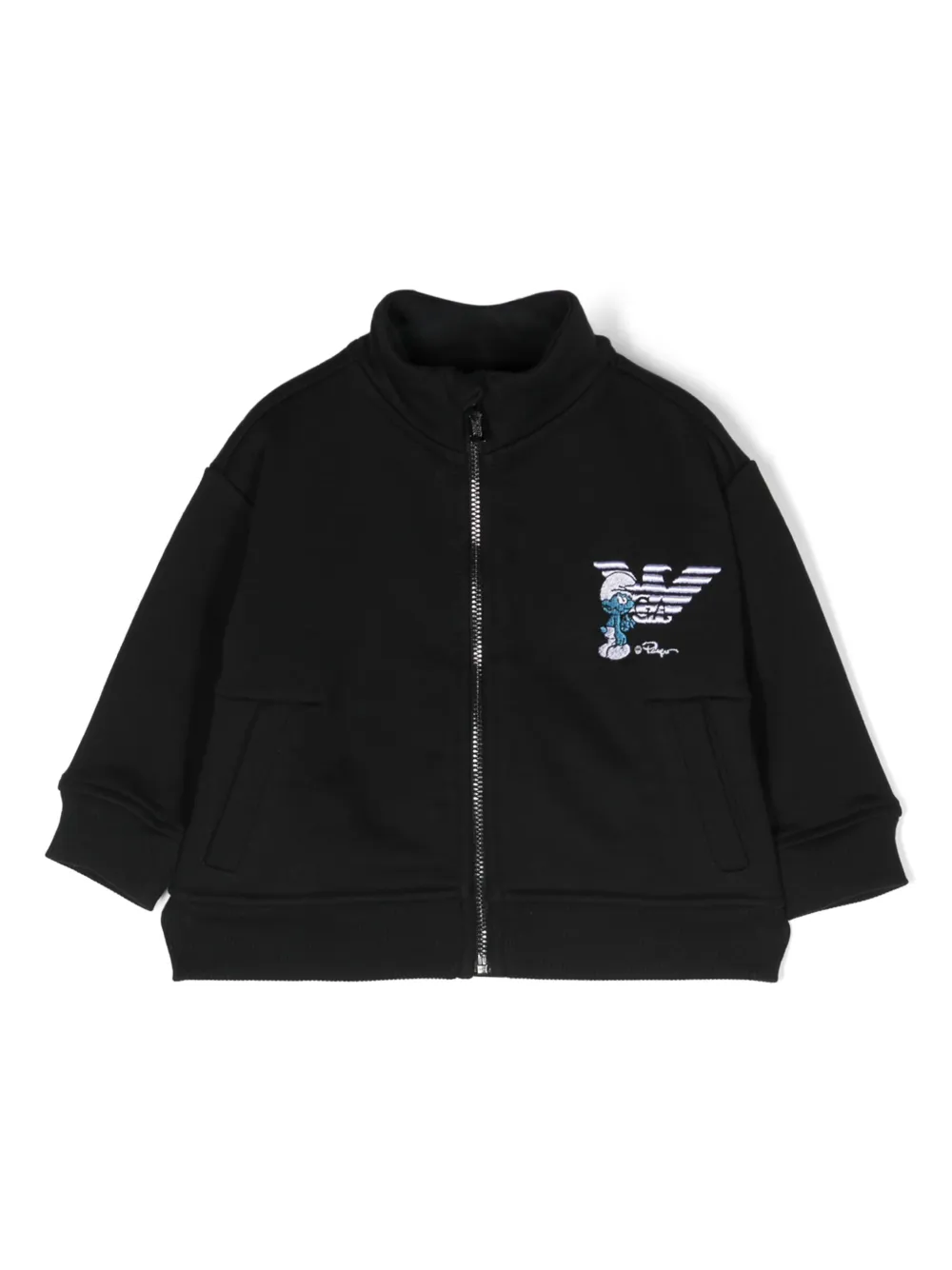 Emporio Ar i Kids Sweater met geborduurd logo Blauw