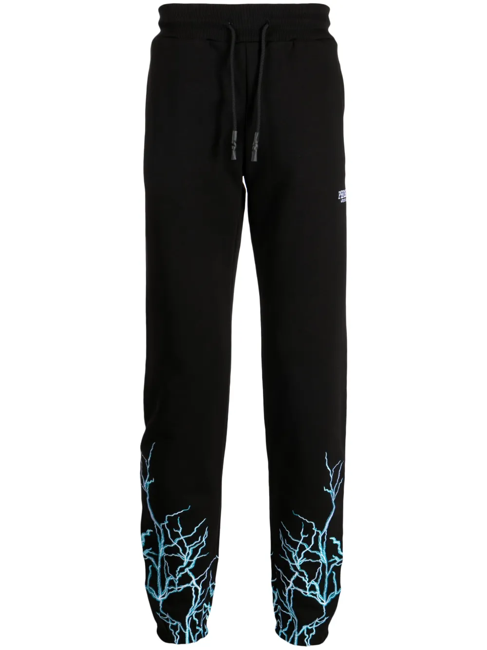 Phobia Lightning-print Cotton Track Trousers In Black