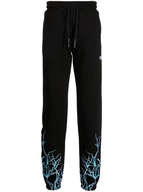 PHOBIA Lightning-print cotton track trousers