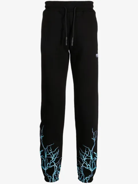 PHOBIA Lightning-print cotton track trousers