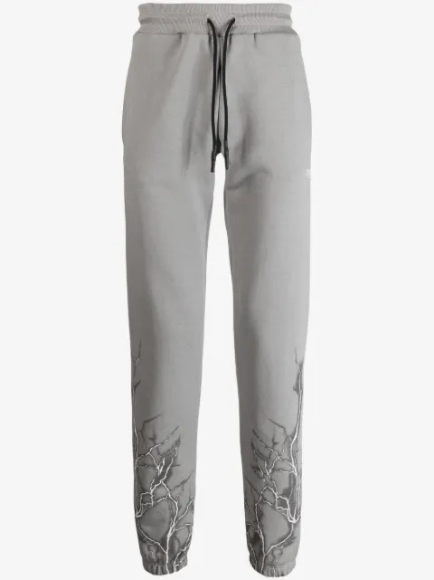 PHOBIA lightning-print cotton track trousers