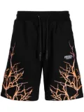 PHOBIA Lightning-embroidered track shorts - Black