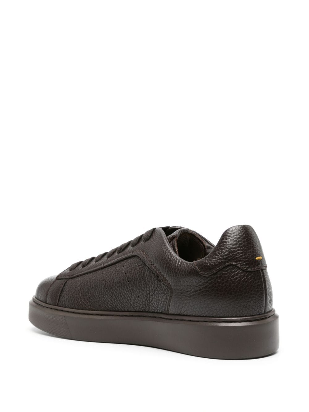 Shop Doucal's Grained-leather Low-top Sneakers In Brown