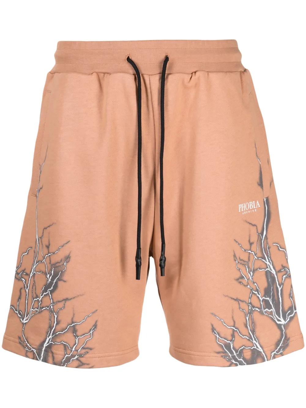 Phobia Lightning-print Cotton Shorts In Orange